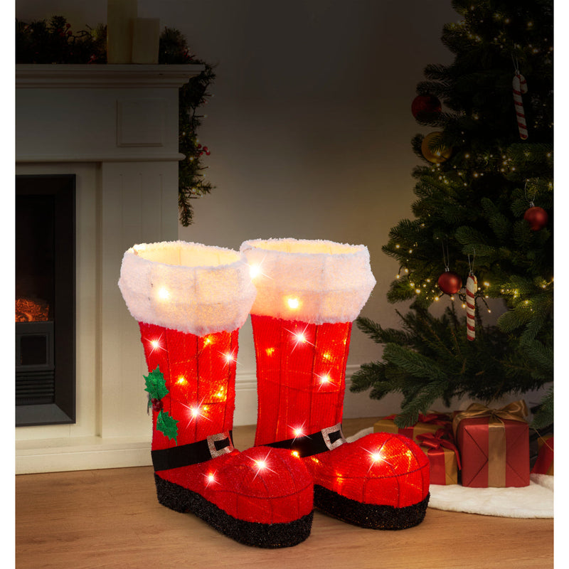 Solar USB Mesh Tinsel Santa Boots 4