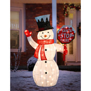 LED Mesh Snowman Stop Sign Twinkle 120cm 2