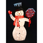 LED Mesh Snowman Stop Sign Twinkle 120cm
