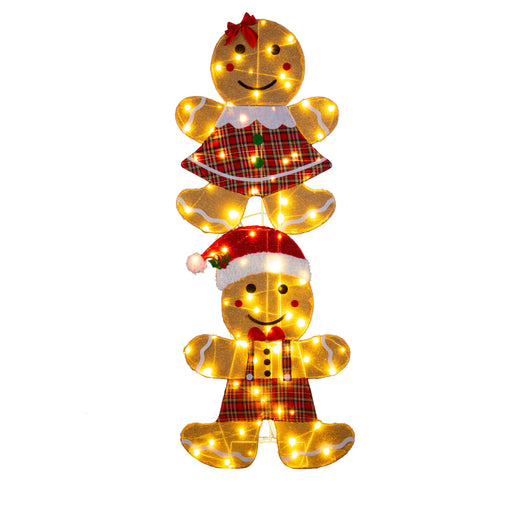 LED Mesh Tinsel 2 In 1 Gingerbread Pair Twinkle