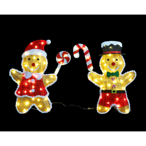 LED Mesh Tinsel Fancy Gingerbread Pair