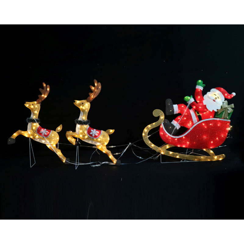 LED Mesh Tinsel Reindeers Santa Sleigh Twinkle