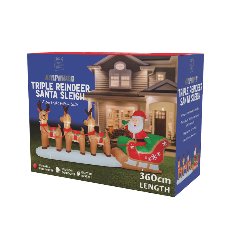 Airpower Triple Reindeer Santa Sleigh 360cm 2