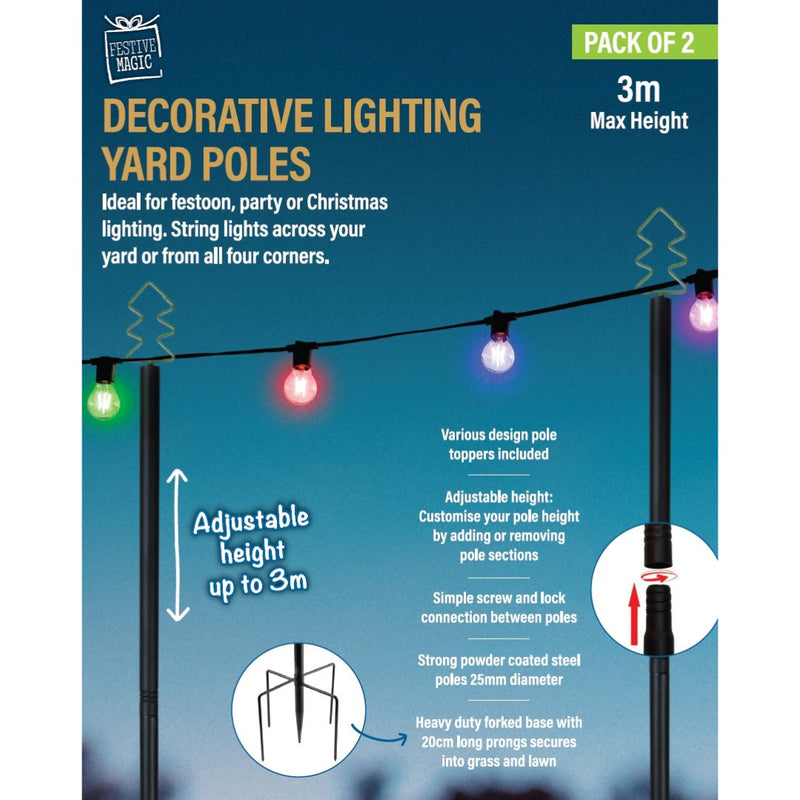String/Festoon Light Poles 2pk 3m 2