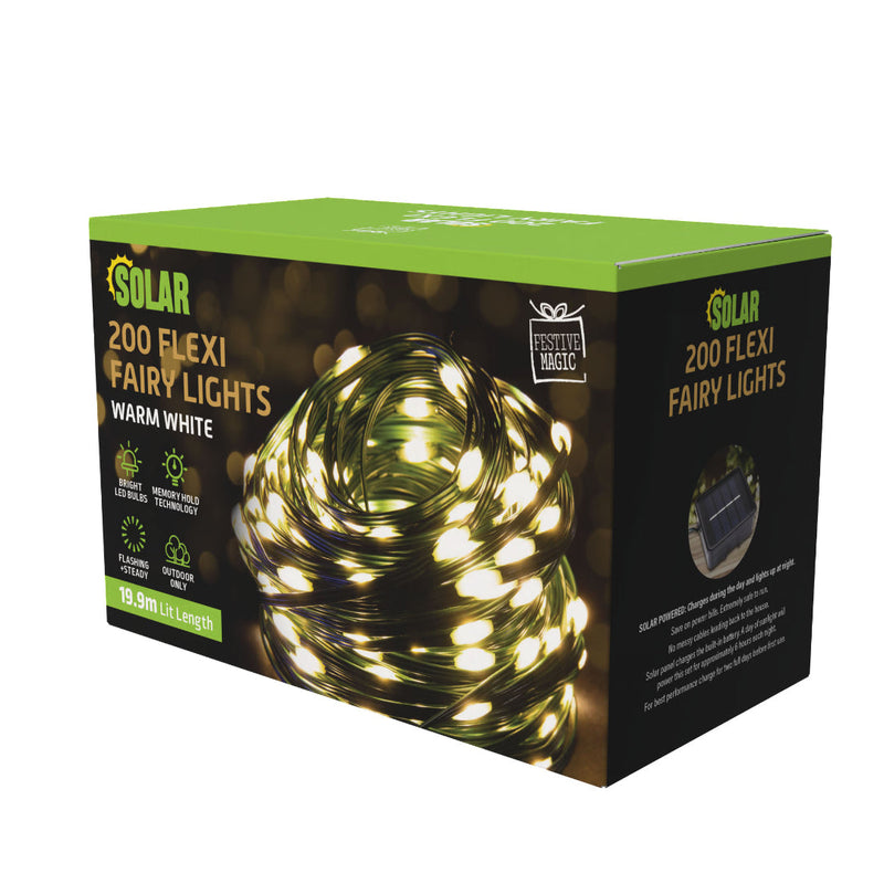 Solar Flexi Cable Fairy Lights 200 Assorted 7