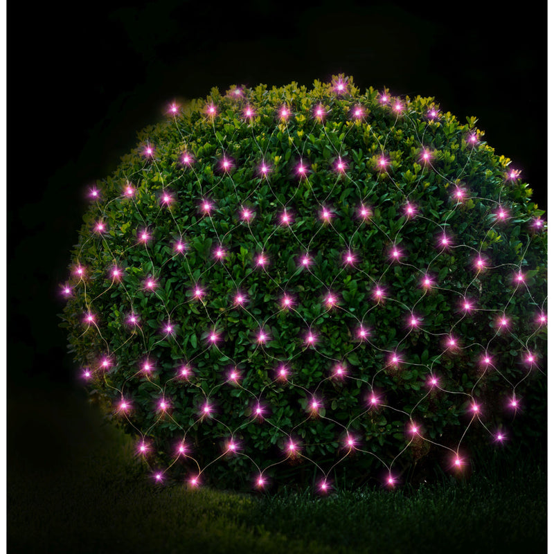 Solar LED Net Lights 150 Soft Pink 2