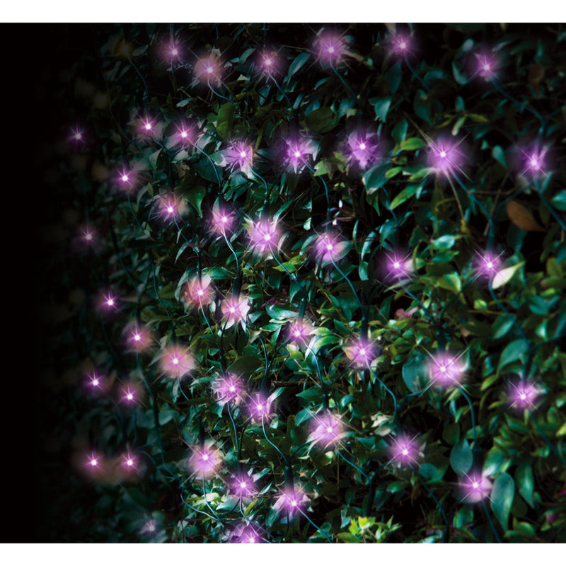 Solar LED Net Lights 150 Soft Pink 3