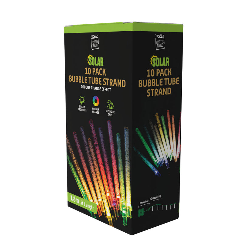 Solar LED Bubble Tubes 10pk Colour Change