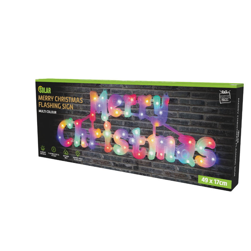 Solar LED Merry Christmas Plaque Assorted 2