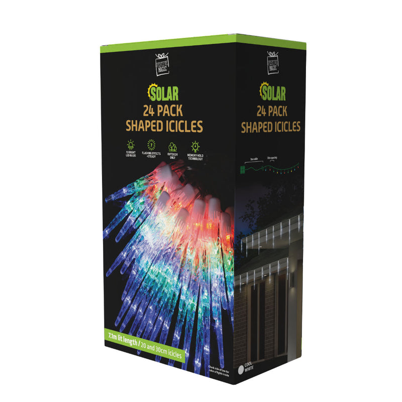 Solar Icicle Tube Lights 24pk Assorted 11
