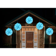 LED Petals Balls 10cm 5pk Icy Blue Turquoise 3