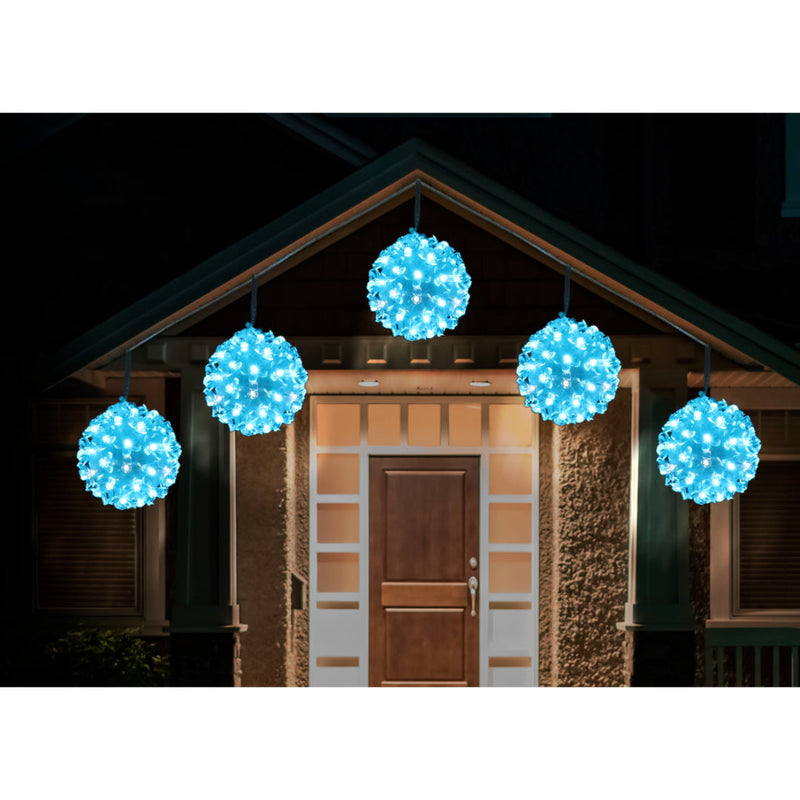 LED Petals Balls 10cm 5pk Icy Blue Turquoise 3