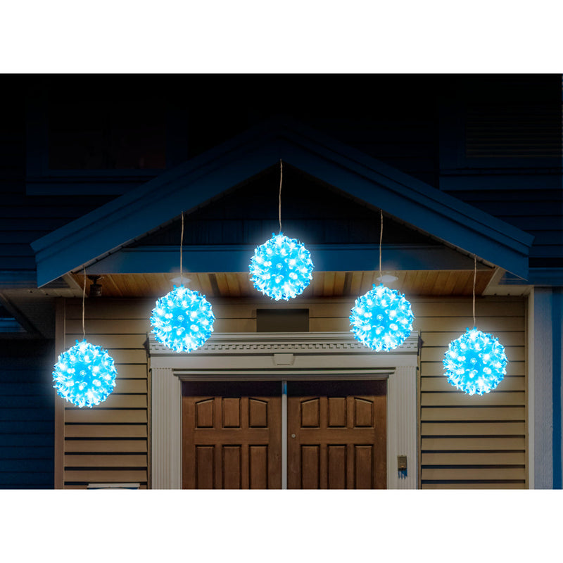 LED Petals Balls 10cm 5pk Icy Blue Turquoise 4