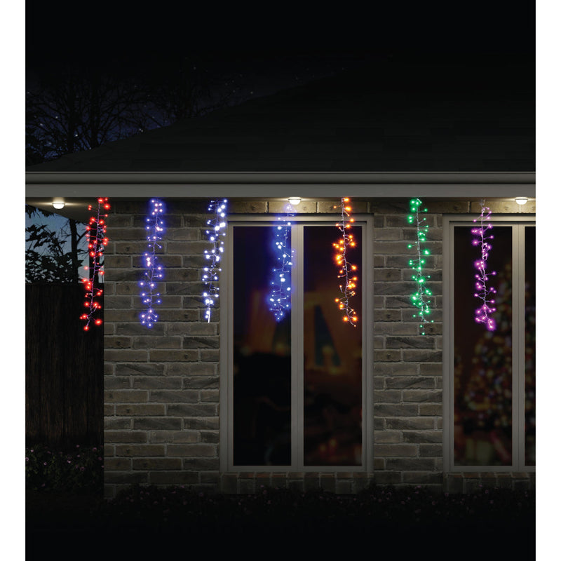 LED Rainbow Cluster Drops 672 Lights 5.2m 3
