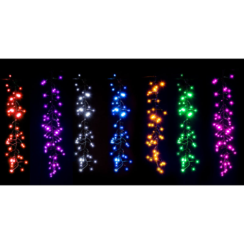 LED Rainbow Cluster Drops 672 Lights 5.2m 4