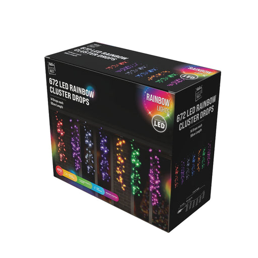 LED Rainbow Cluster Drops 672 Lights 5.2m