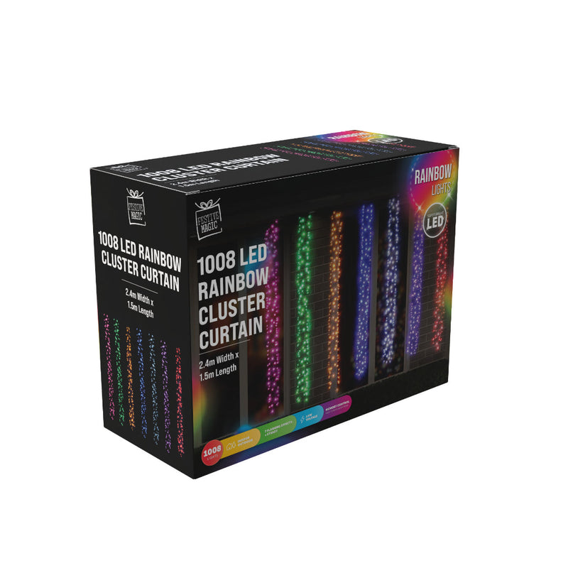 LED Rainbow Cluster Curtain 1008 Lights 2
