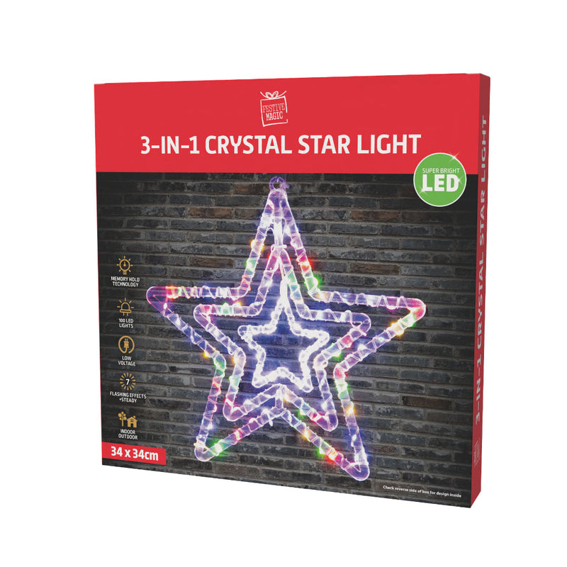 LED Crystal Stars 3in1 Assorted 2