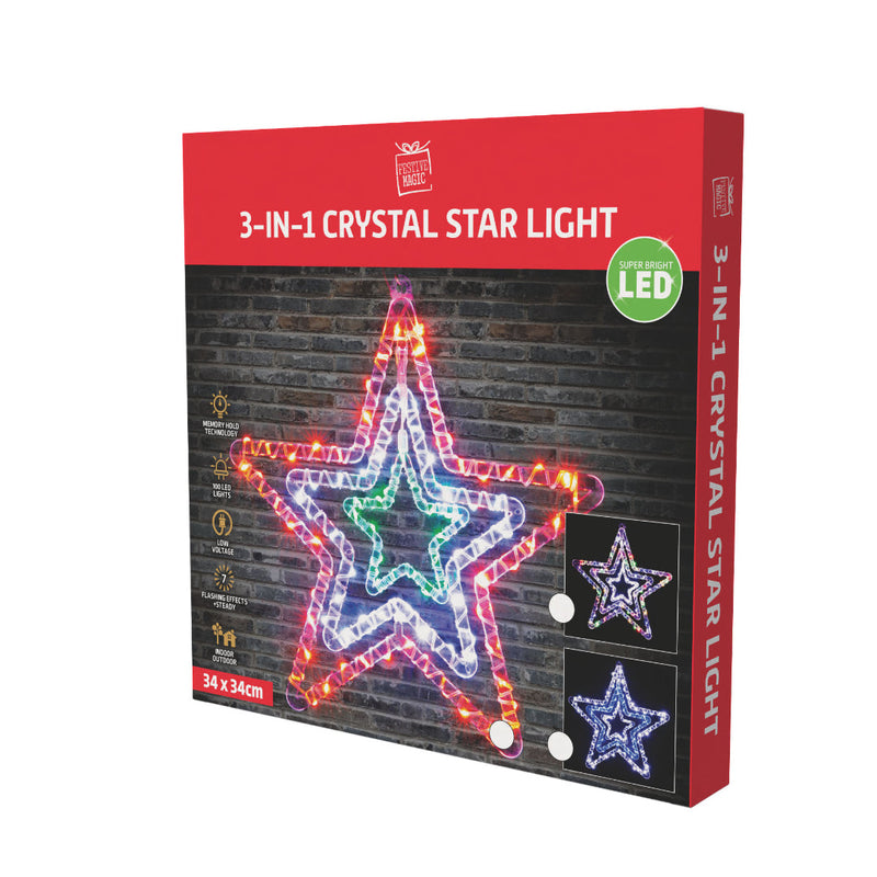 LED Crystal Stars 3in1 Assorted