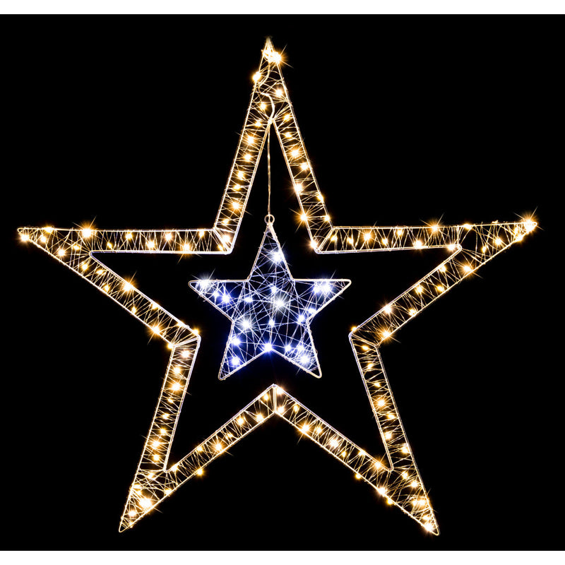 LED Starry Wire 2in1 2-Tone Hang Stars Assorted 4