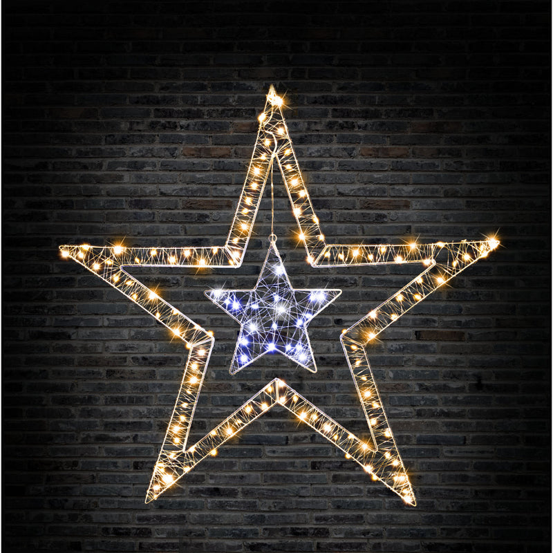 LED Starry Wire 2in1 2-Tone Hang Stars Assorted 5
