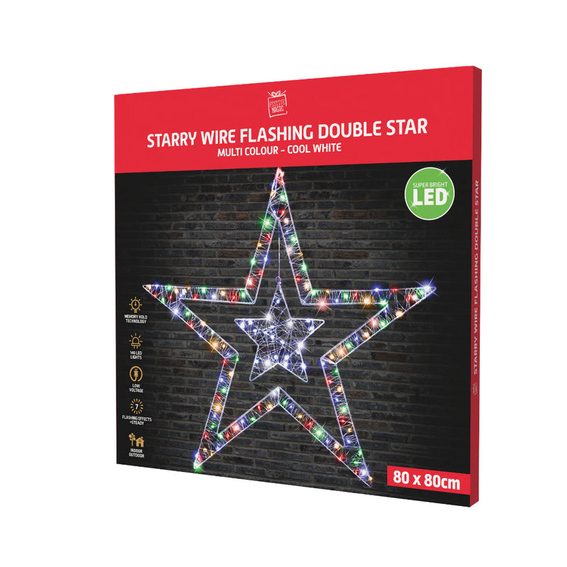 LED Starry Wire 2in1 2-Tone Hang Stars Assorted 6