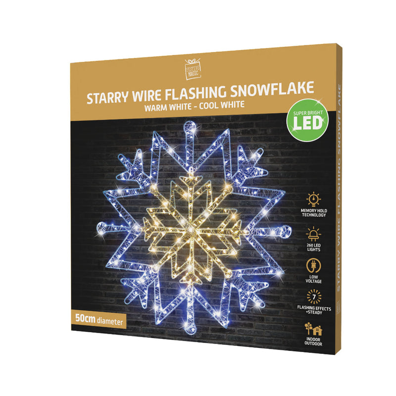 LED Starry Wire Snowflake 2-Tone Assorted 7