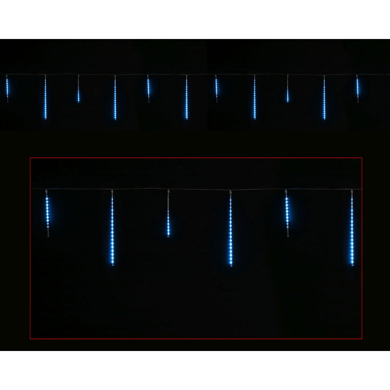 LED Rainfall Tubes 12pk Mixed Size Icy Blue