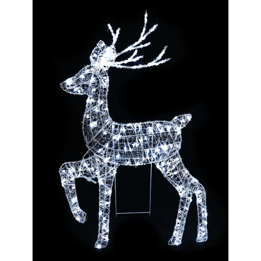 LED PVC Spun Reindeer Flash White 115cm