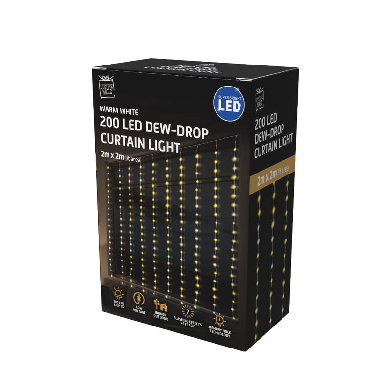 LED Dew Drop Curtan Light 2x2m Assorted 9