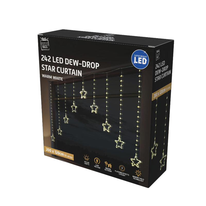 LED Dew Drop Star Curtain Gold