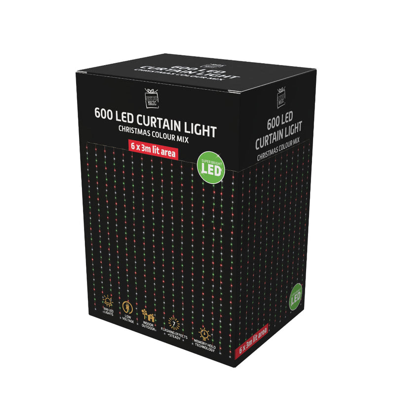LED Curtain Light 6m 600 Flash Christmas