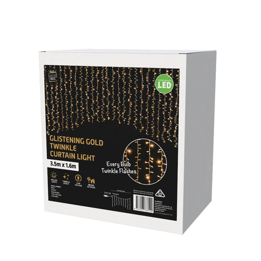 LED Cluster Curtain Glistening Gold 100% Twinkle