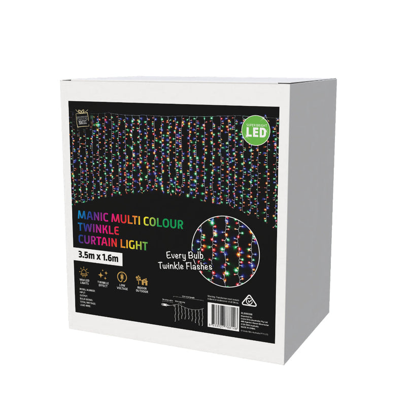 LED Cluster Curtain Manic Multi 100% Twinkle