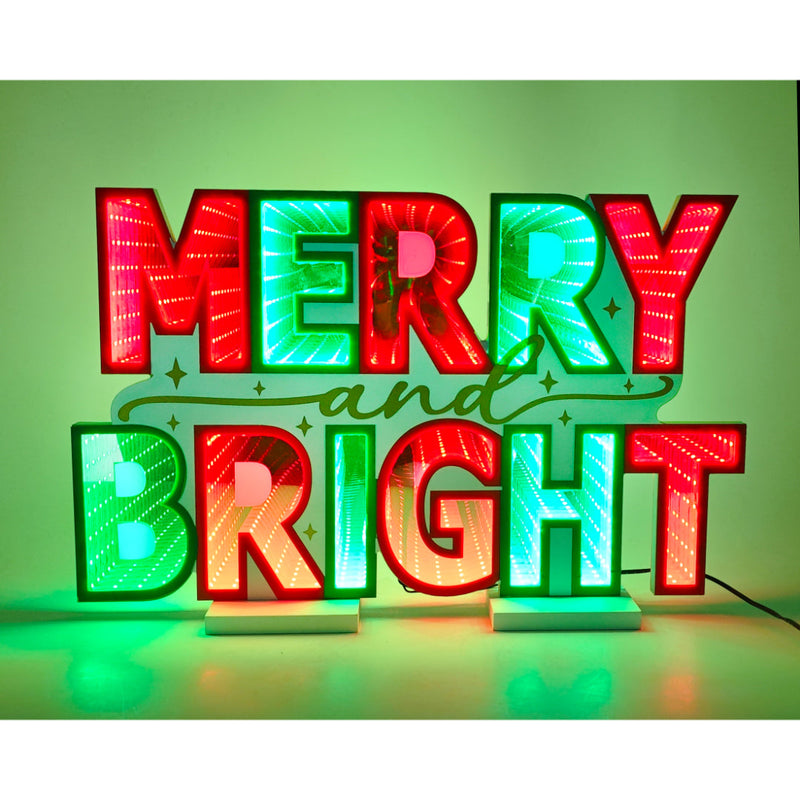 LED Infinity Merry Bright Sign 45x29cm