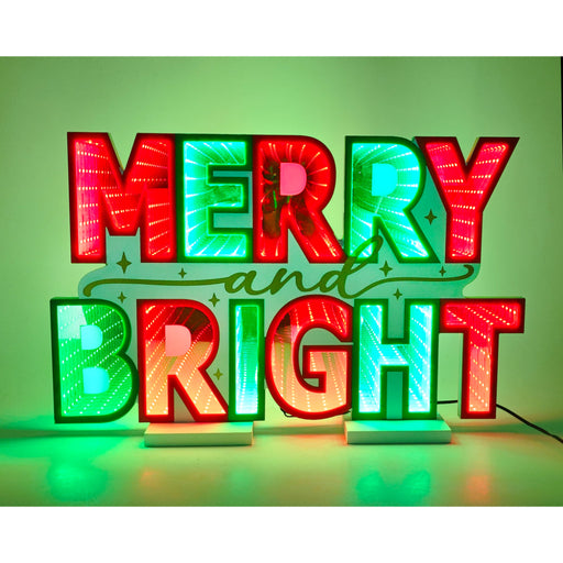 LED Infinity Merry Bright Sign 45x29cm