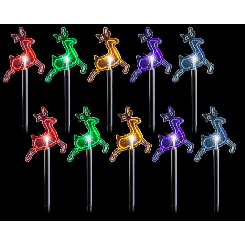 Solar LED Reindeer Path Lights 10pk Multi 2