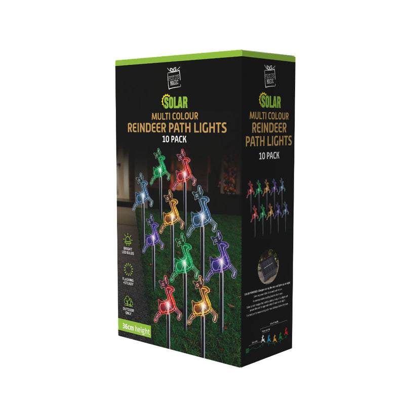 Solar LED Reindeer Path Lights 10pk Multi
