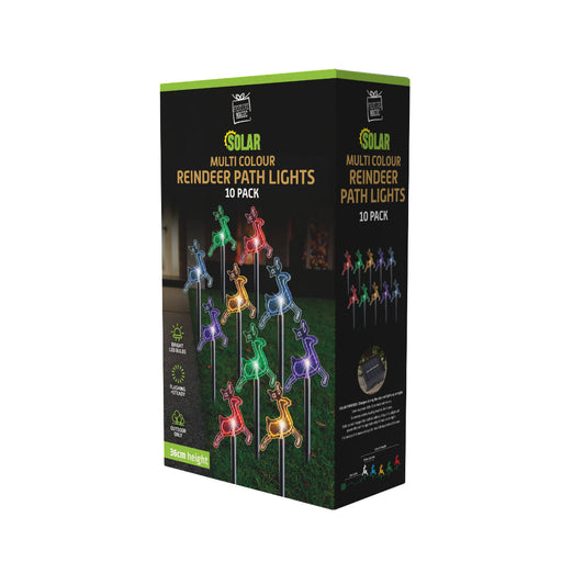 Solar LED Reindeer Path Lights 10pk Multi
