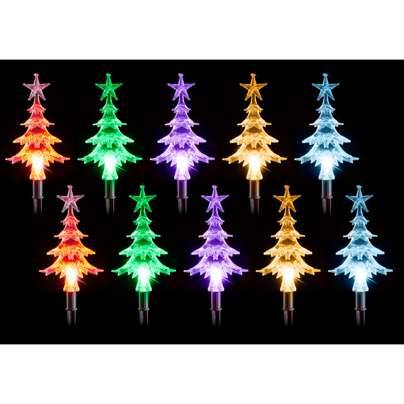 Solar LED Fancy Path Trees Multi 10pk 2