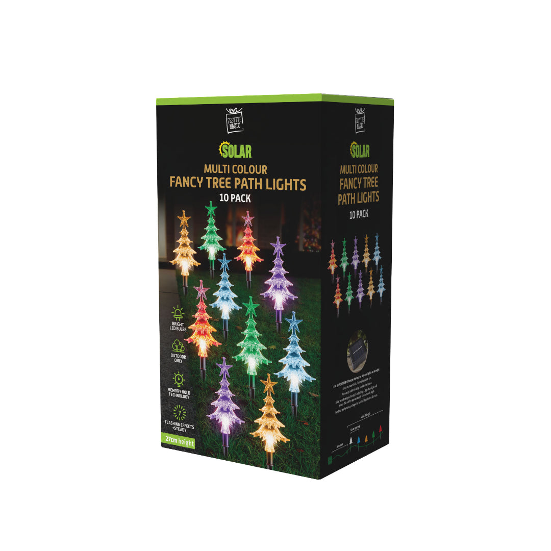 Solar LED Fancy Path Trees Multi 10pk - Roni's