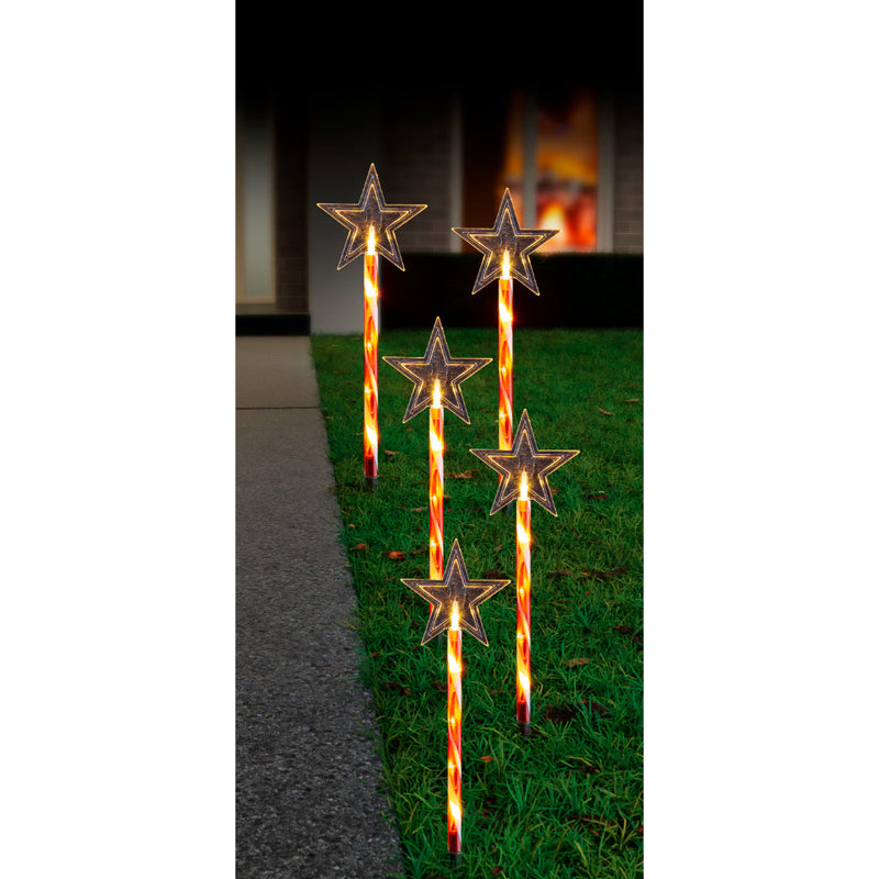 Solar LED Candy Tree/Star Path Lights 5pk Assorted 4