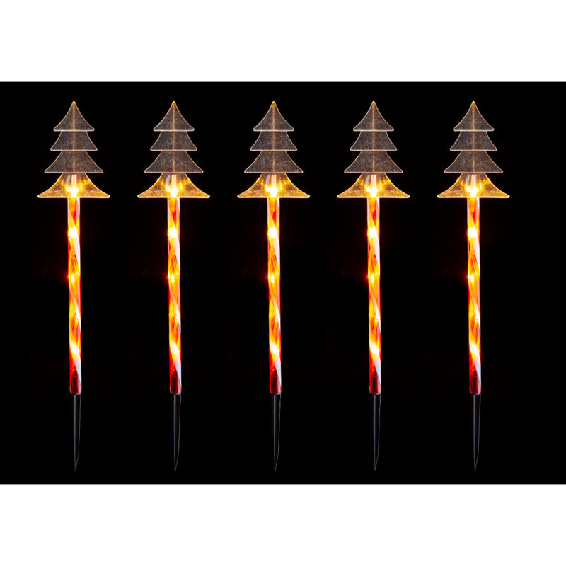 Solar LED Candy Tree/Star Path Lights 5pk Assorted 5