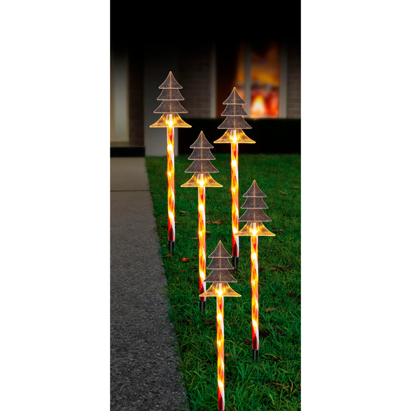 Solar LED Candy Tree/Star Path Lights 5pk Assorted 6