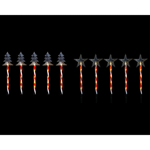 Solar LED Candy Tree/Star Path Lights 5pk Assorted