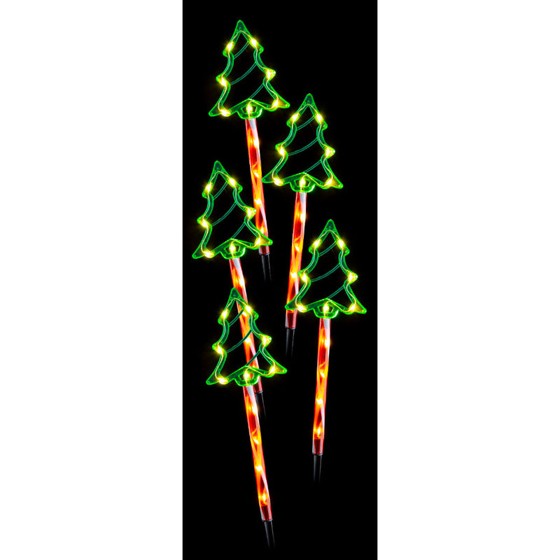 Solar LED Candy Green Tree Path Lights 5pk 2
