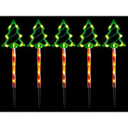 Solar LED Candy Green Tree Path Lights 5pk 3