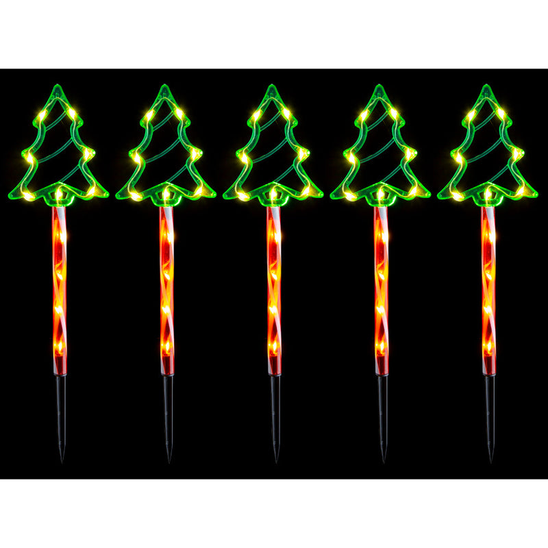 Solar LED Candy Green Tree Path Lights 5pk 3