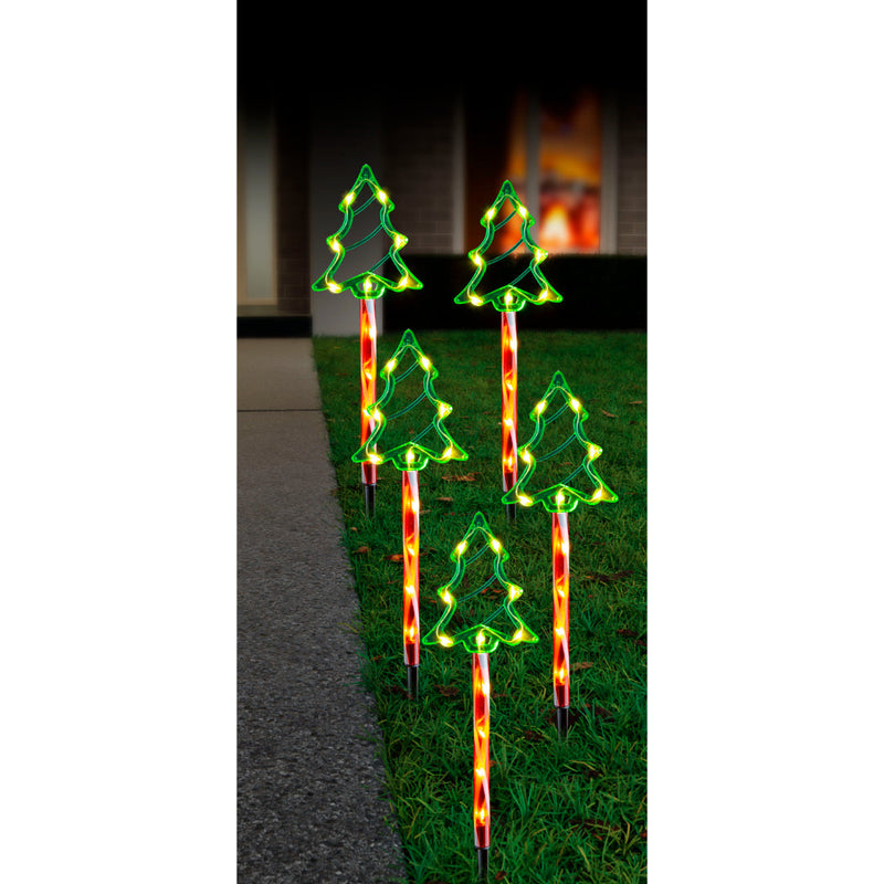 Solar LED Candy Green Tree Path Lights 5pk 4