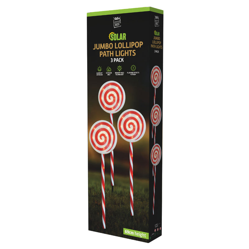 Solar LED Jumbo Path Lollipops 3pk
